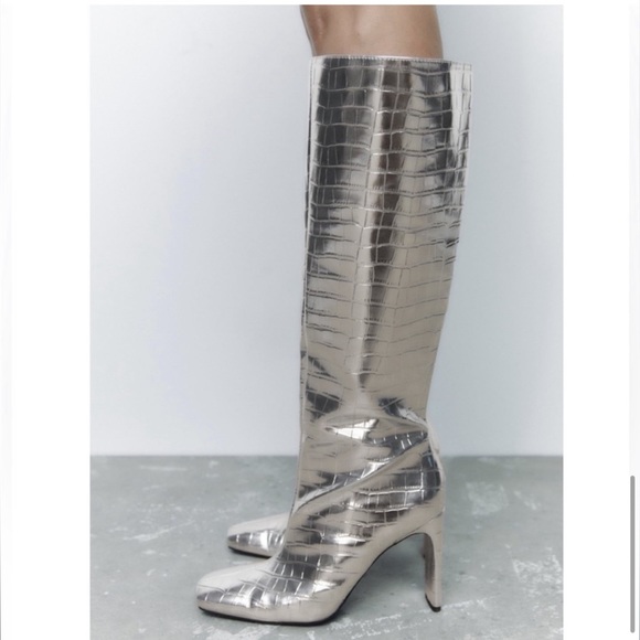ZARA LAMINATED HEELED BOOTS - Picture 8 of 12